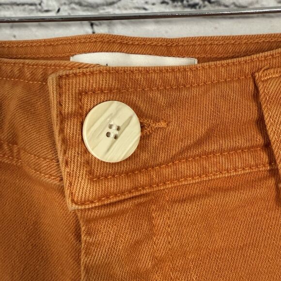 Zara The Marine Straight Wide Leg Jeans Raw Hem High Rise Womens Size 4 Coral - Picture 7 of 16